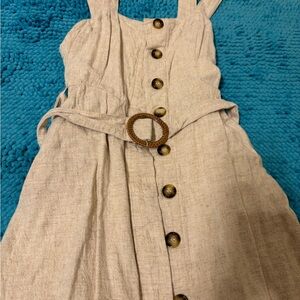 Khaki Button Up Linen Mini Dress with Match Belt. Size XS Altard State